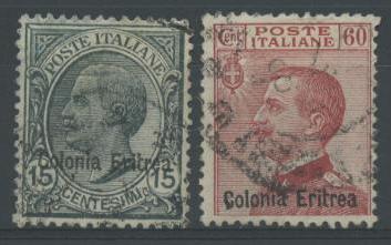 Scansione lotto: COLONIE ERITREA 1918/20 SOVR. 2V. US.