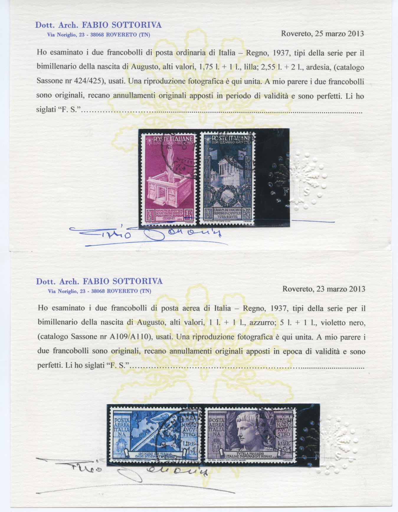 Scansione lotto: REGNO 1937 AUGUSTO 15V.(originale) US.  CERT.