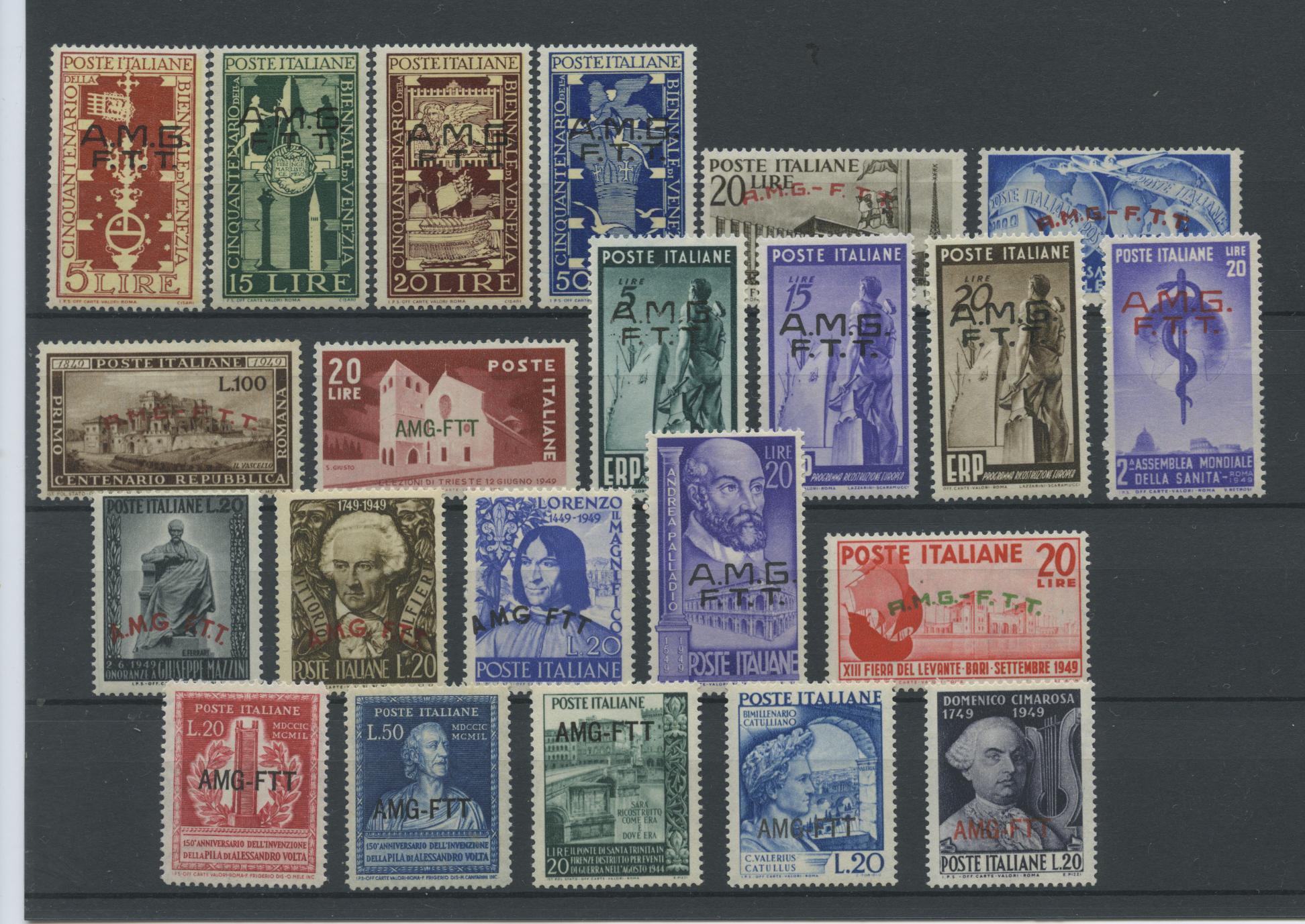 Scansione lotto: TRIESTE 1949 COMMEMORATIVI CPL. 22V. ** LUSSO