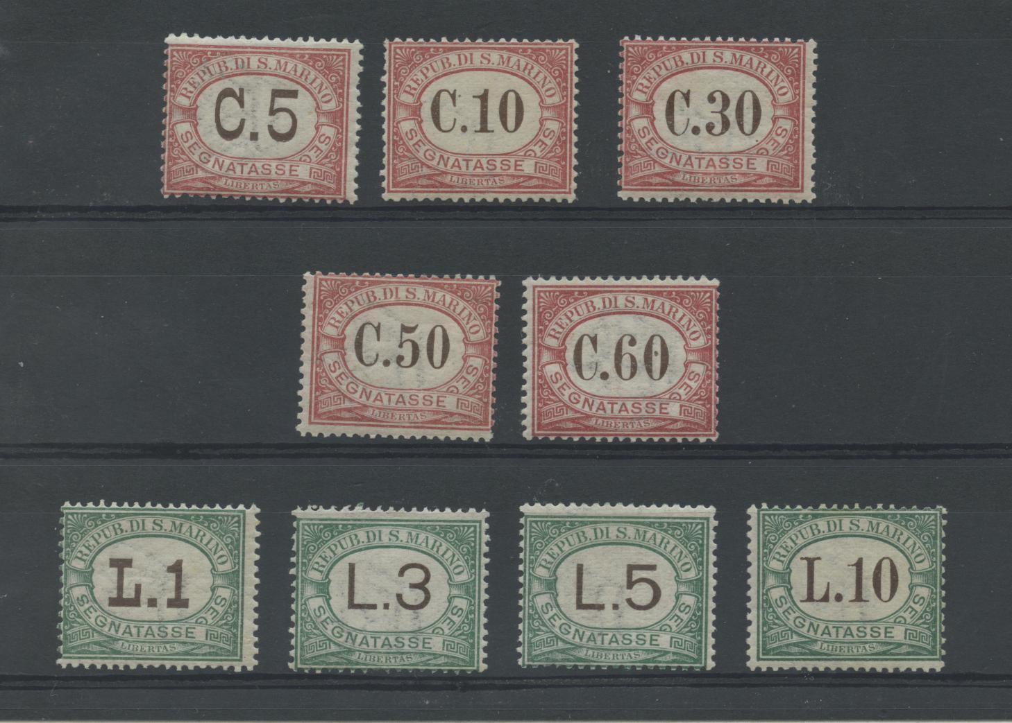 Scansione lotto: SAN MARINO 1924 TASSE RARA 9V. 6 **  CERT.