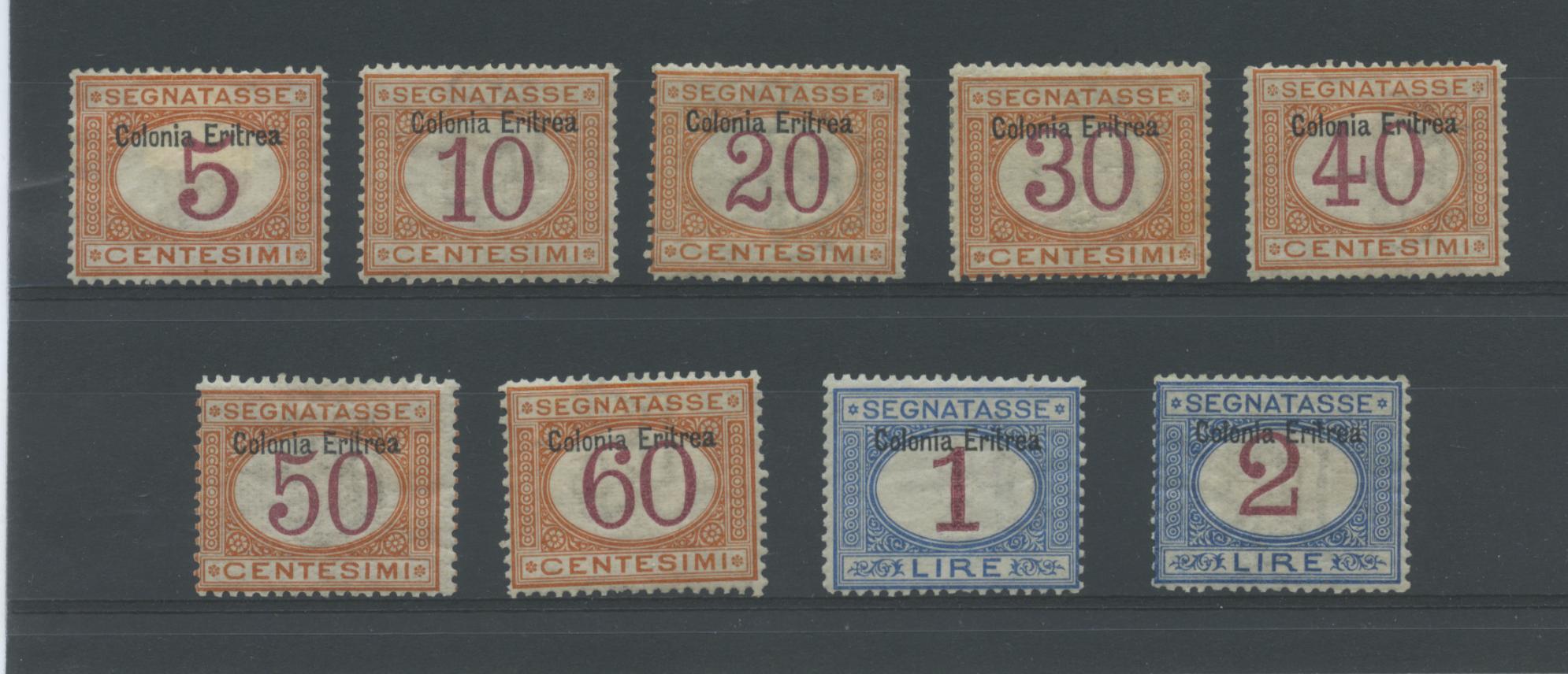 Scansione lotto: COLONIE ERITREA 1903 TASSE SERIETTA 9V. * CENTRATO