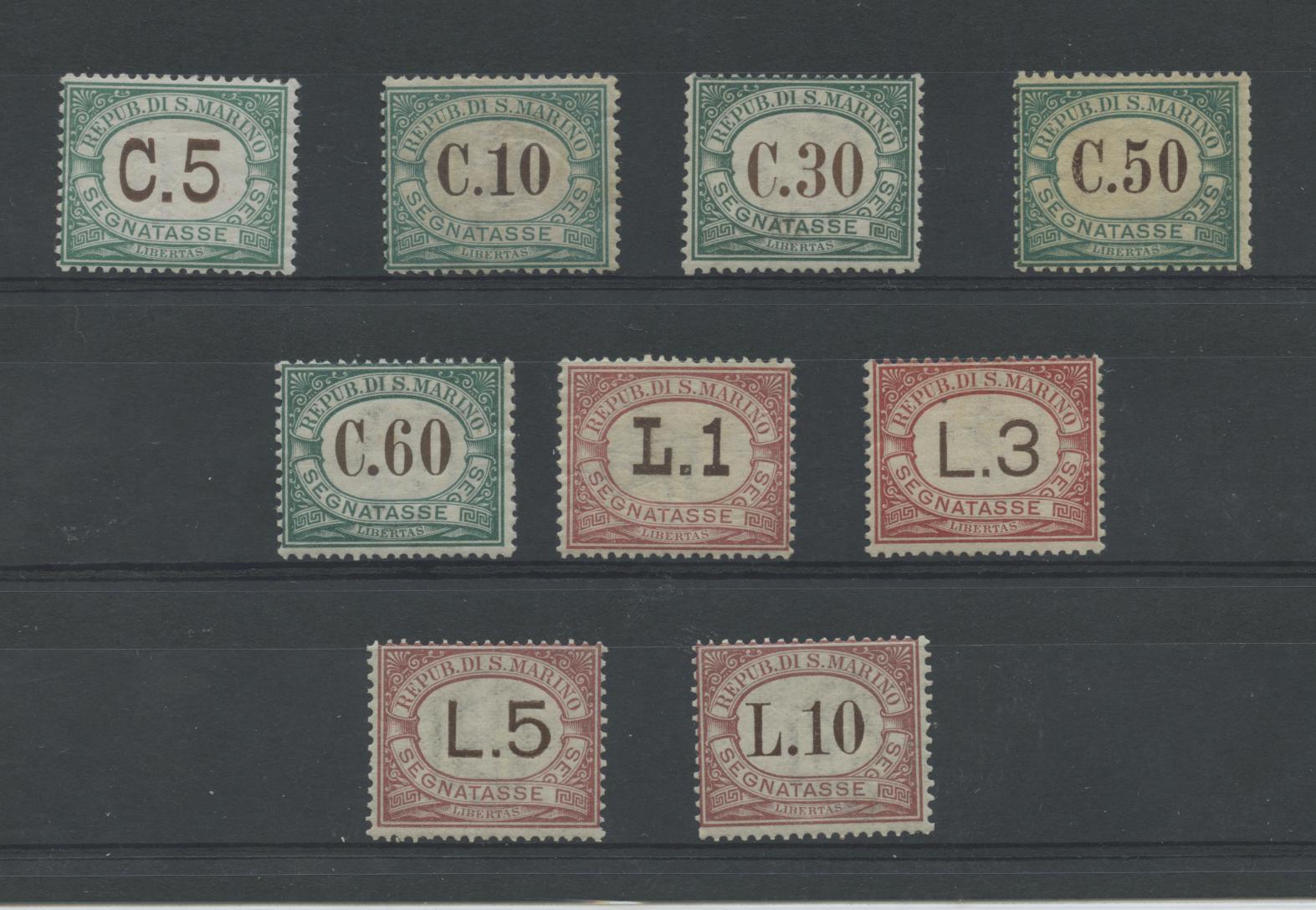 Scansione lotto: SAN MARINO 1897 TASSE 9V. 3 **  CERT.