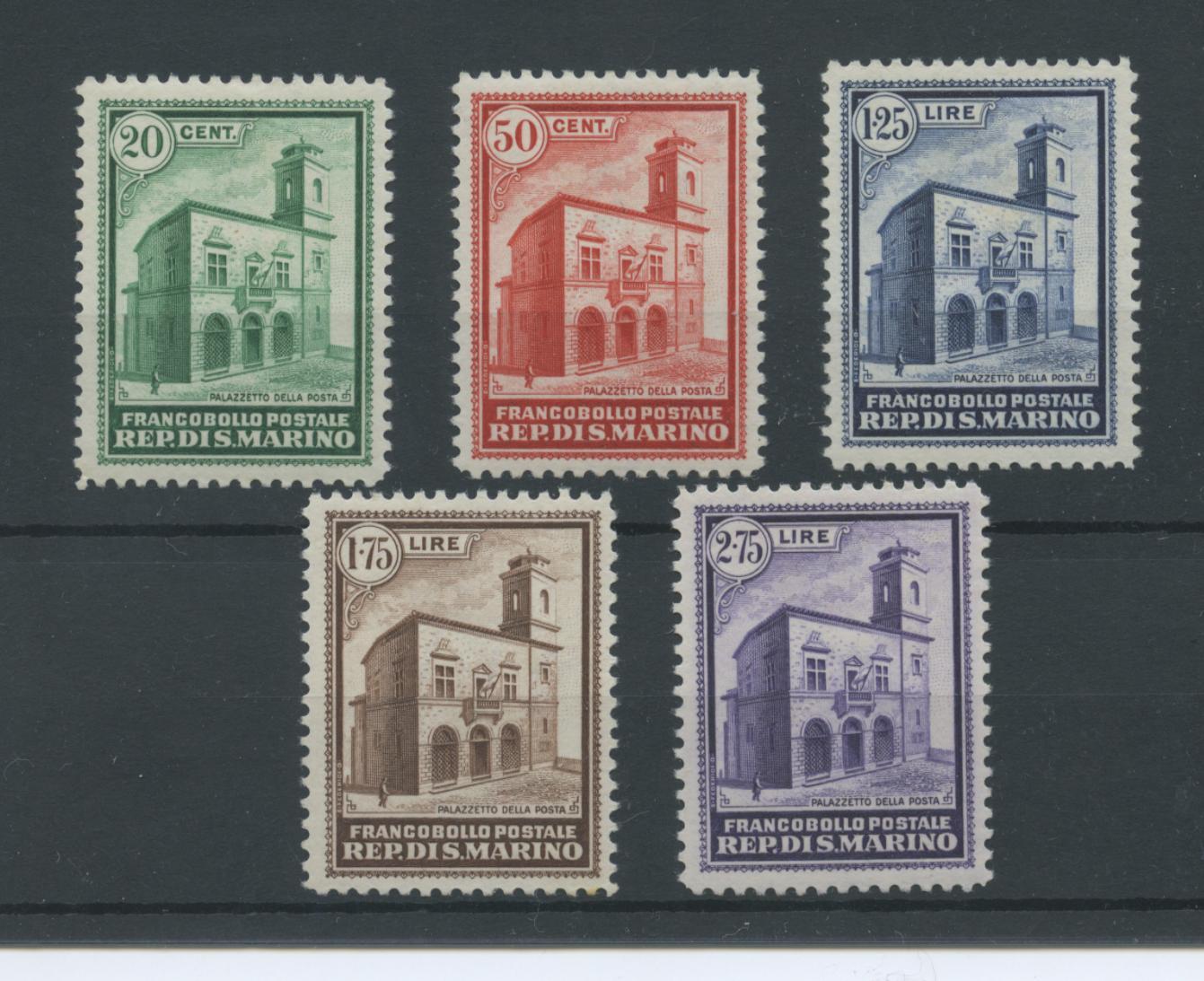 Scansione lotto: SAN MARINO 1932 PALAZZETTO 5V. 3 ** LUSSO CERT.