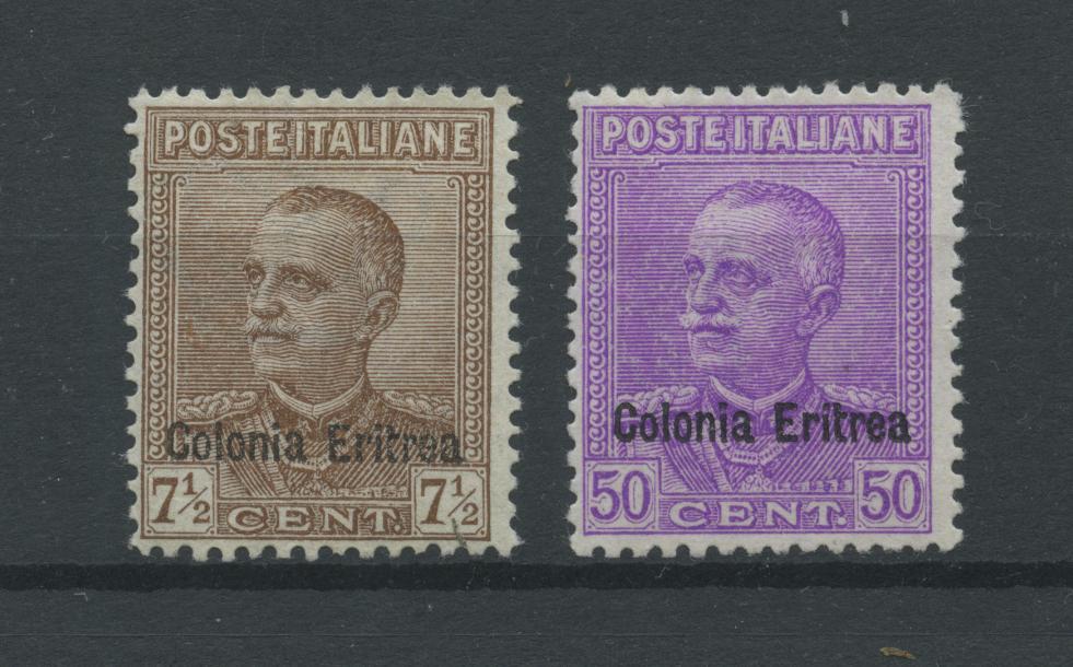 Scansione lotto: COLONIE ERITREA 1928 SOVR. 2V. ** CENTRATO