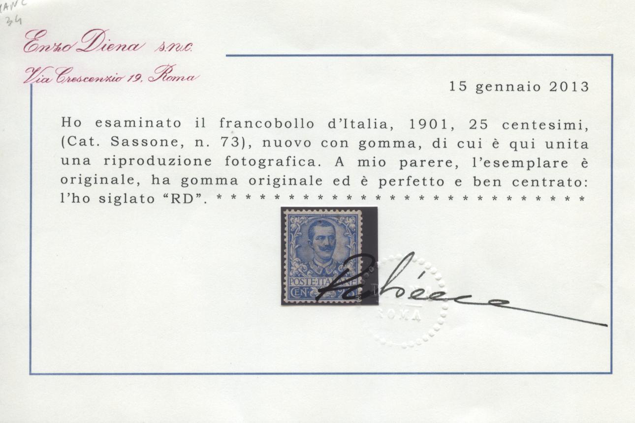 Scansione lotto: REGNO 1901 FLOREALE 25C. * LUSSO CERT.