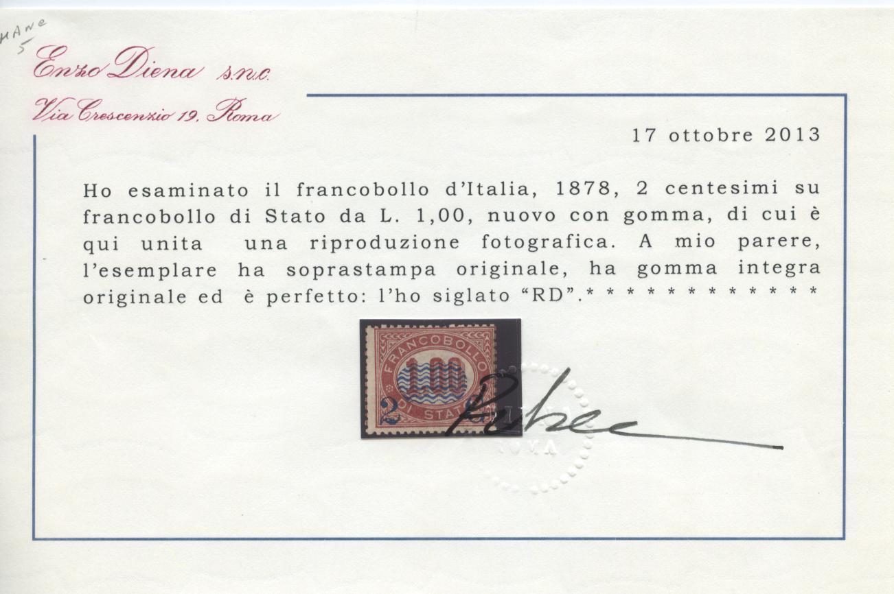 Scansione lotto: REGNO 1878 2C. SU L.1,00 3 **  CERT.