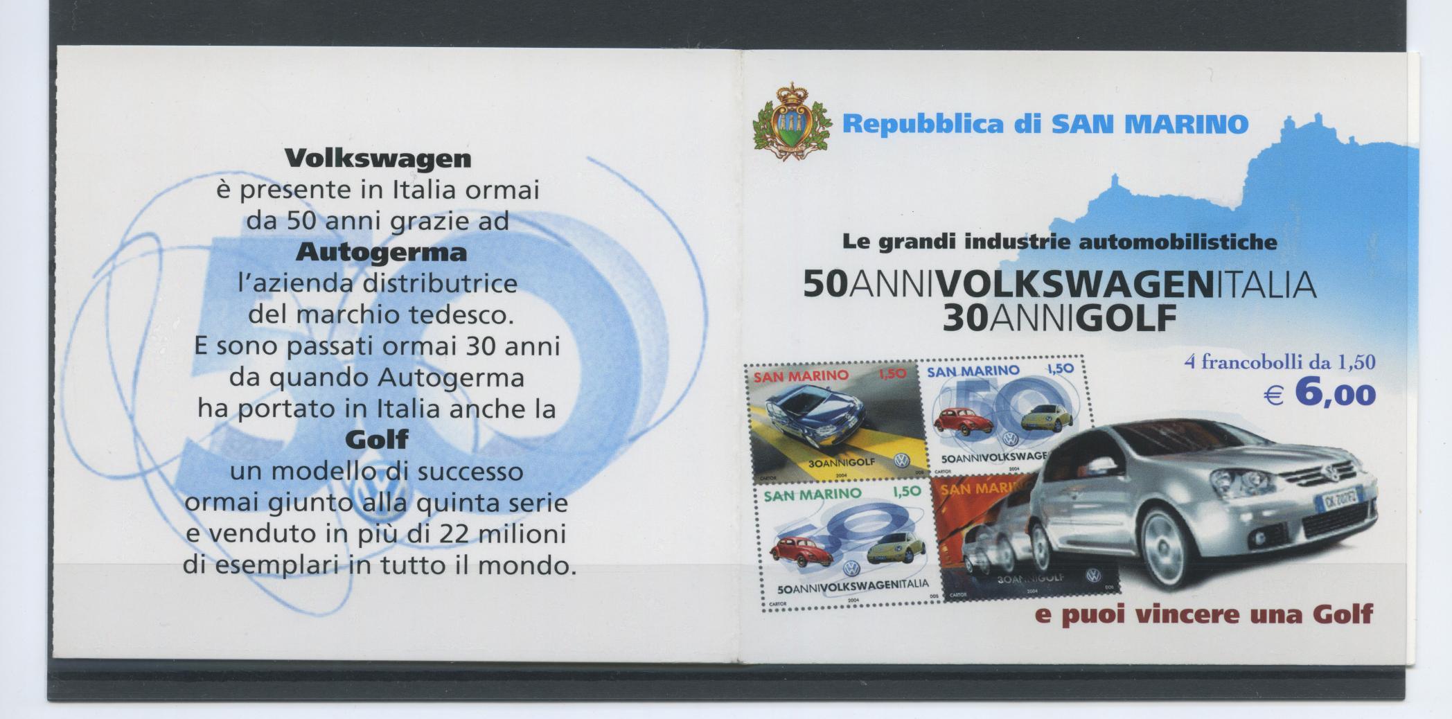 Scansione lotto: SAN MARINO 2004 VOLKSWAGEN LIBRETTO **