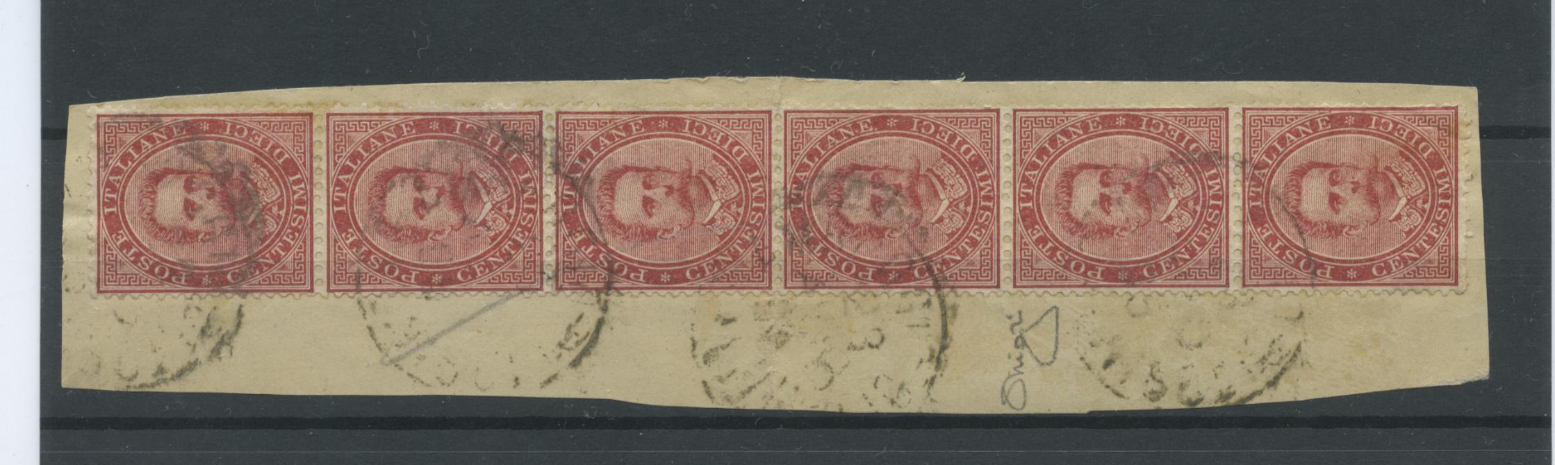 Scansione lotto: REGNO 1879 10C. STRISCIA DA 6 US.