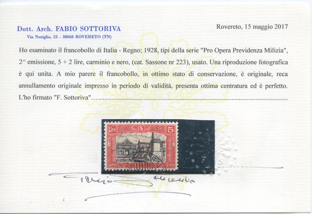 Scansione lotto: REGNO 1928 MILIZIA II 4V. US.  CERT.