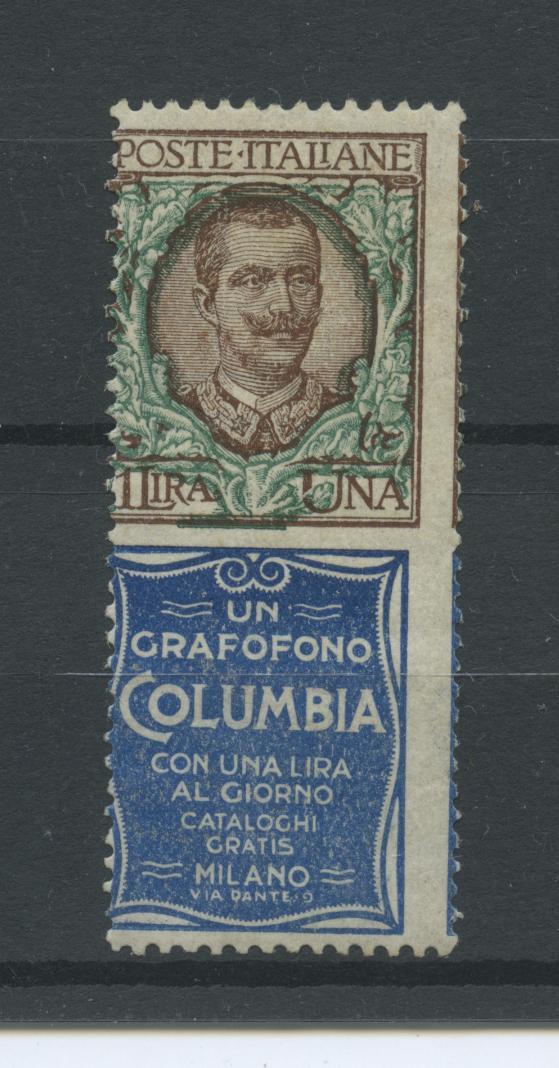 Scansione lotto: REGNO 1924 L.1 COLUMBIA 4 **  CERT.