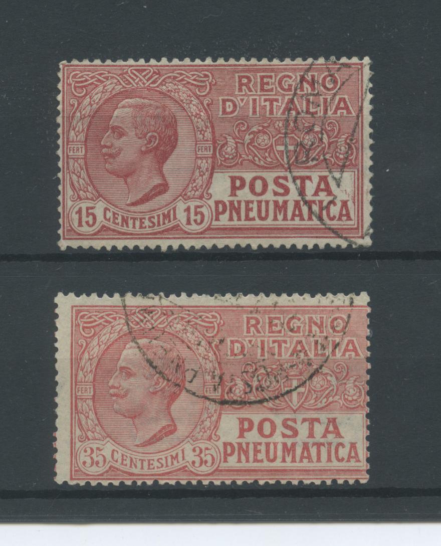 Scansione lotto: REGNO 1925 POSTA PNEUMATICA 2V. 4 US.  CERT.