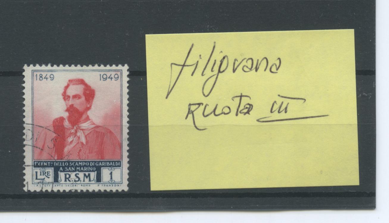 Scansione lotto: SAN MARINO 1949 GARIBALDI L.1 RUOTA III US.