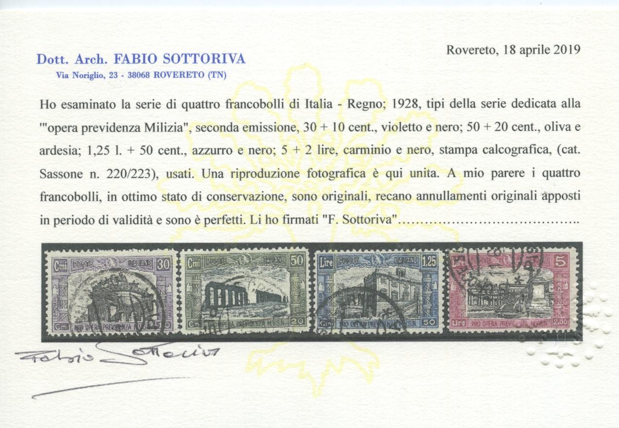 Scansione lotto: REGNO 1928 MILIZIA II 4V. 5 US.  CERT.