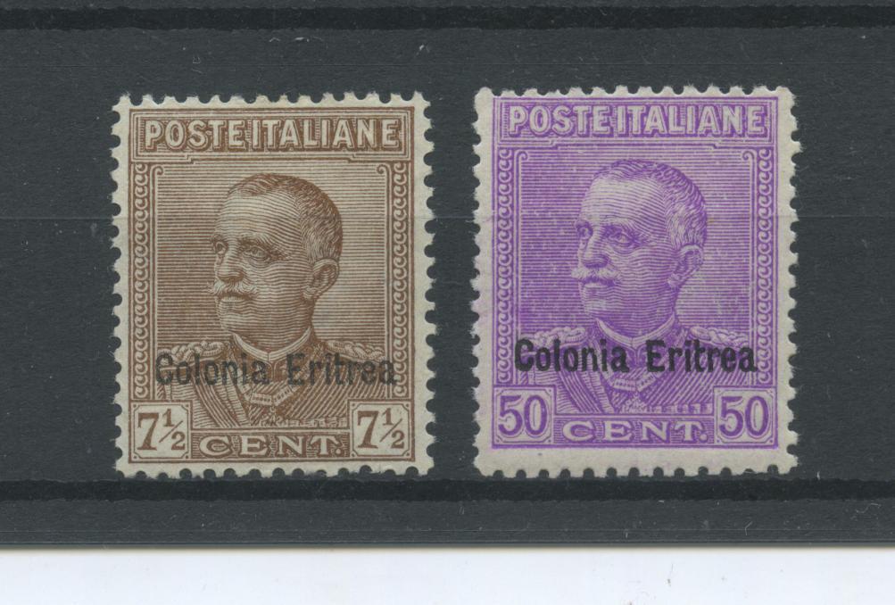 Scansione lotto: COLONIE ERITREA 1928 SOVR. 2V. 2 ** CENTRATO