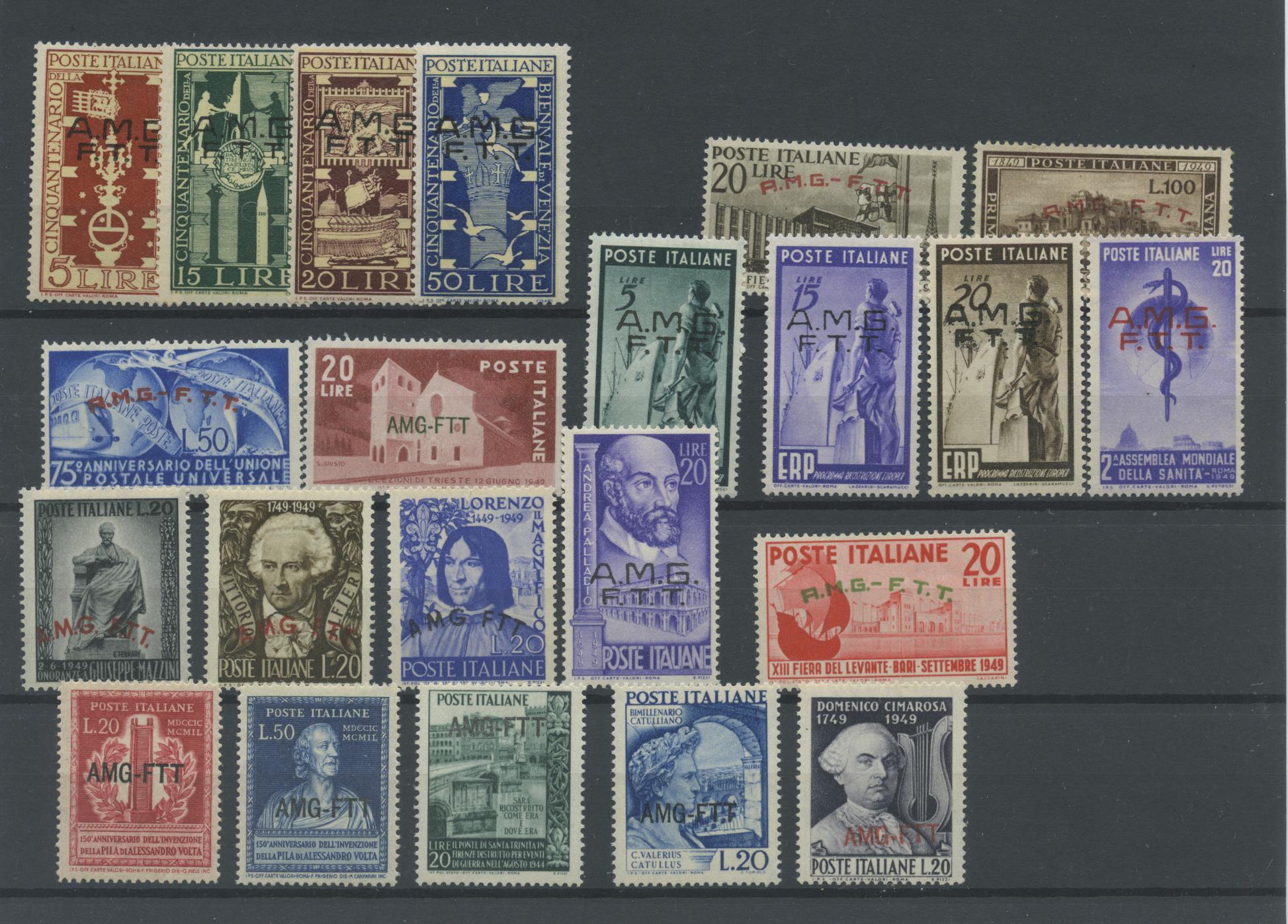 Scansione lotto: TRIESTE 1949 COMMEMORATIVI CPL. 22V. 3 ** LUSSO