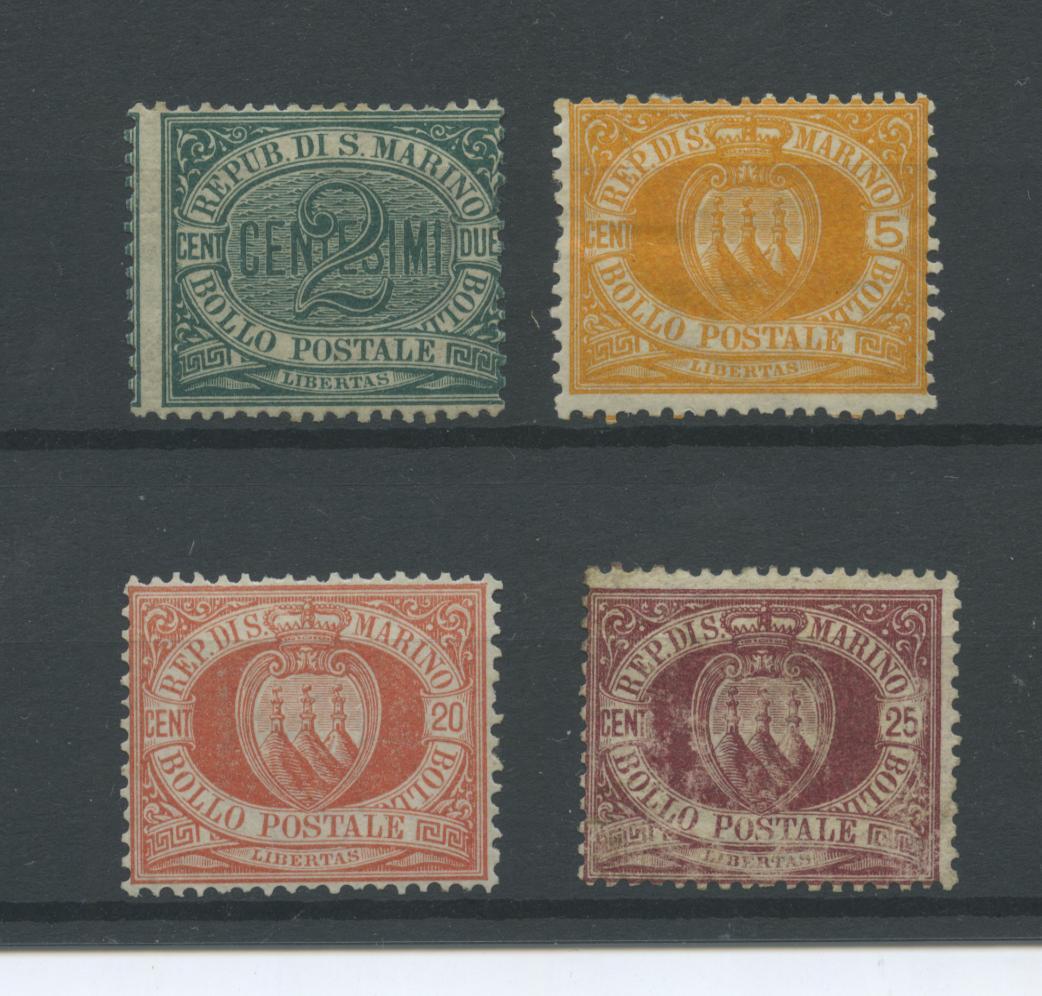 Scansione lotto: SAN MARINO 1877 2C, 5C, 20C, 25C. 3 *