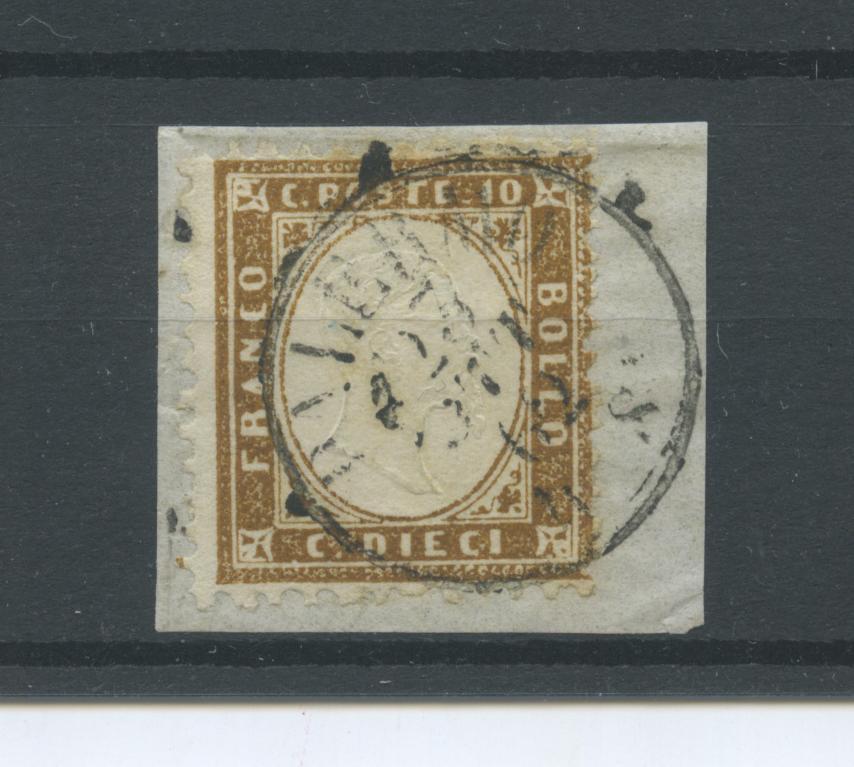 Scansione lotto: REGNO 1862 10C. BRUNO SU FRAMMENTO US.