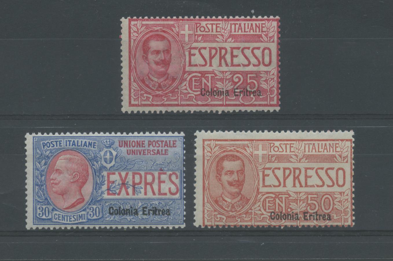 Scansione lotto: COLONIE ERITREA 1907/21 ESPRESSI SOVR. 3V. 3 **