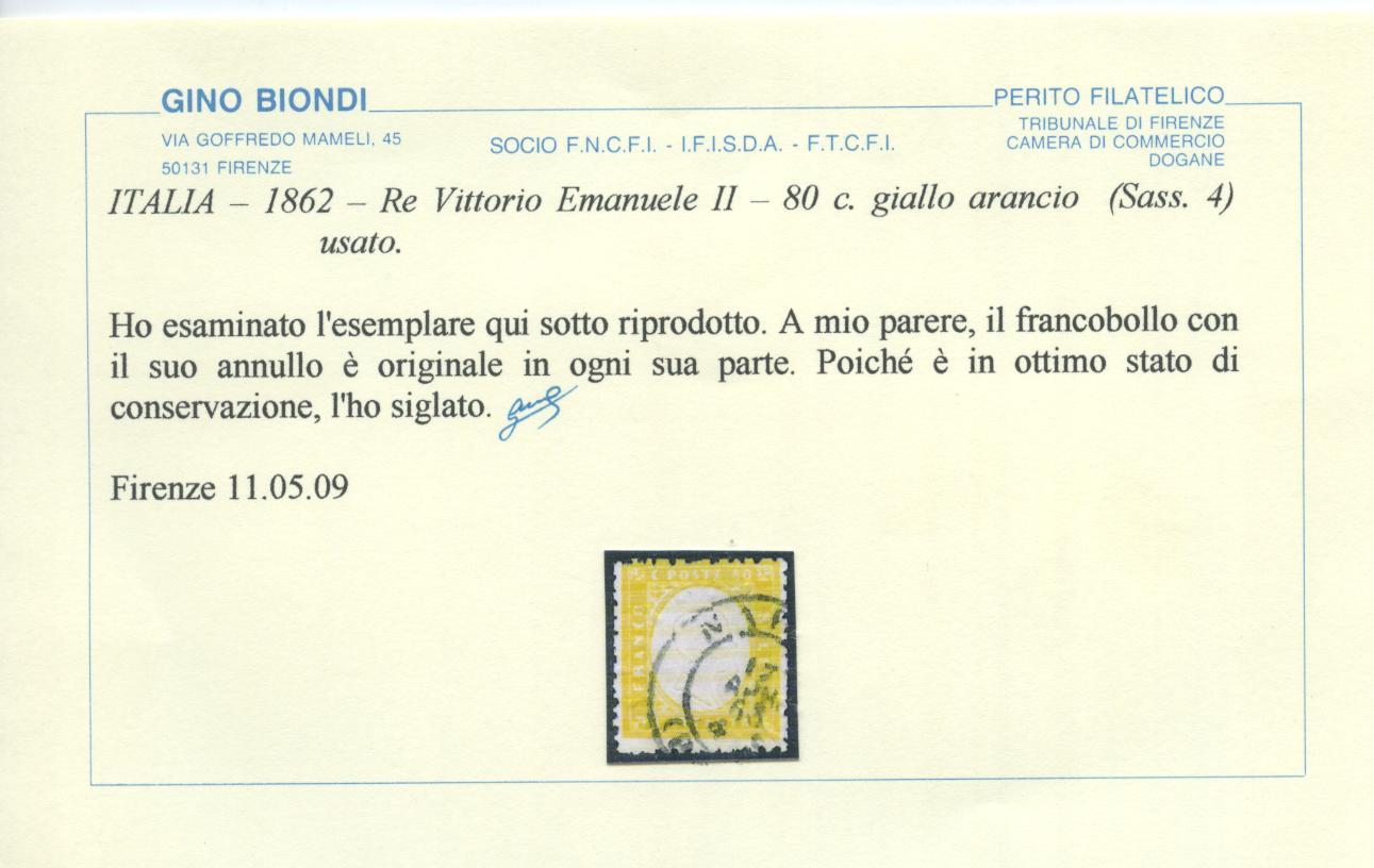 Scansione lotto: REGNO 1862 80C. US. CERT.