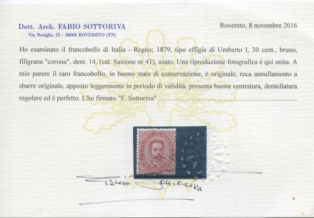 Scansione lotto: REGNO 1879 30C. US.  CERT.