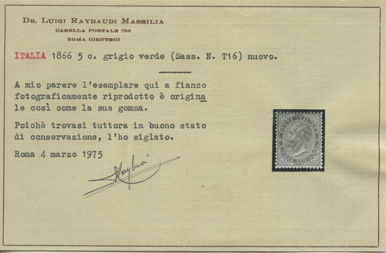 Scansione lotto: REGNO 1863 5C. TORINO 3 * LUSSO CERT.