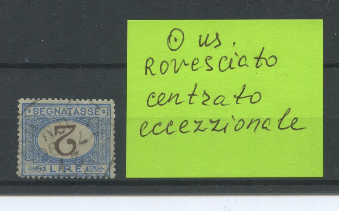 Scansione lotto: REGNO 1870 TASSE L.2 BRUNO ROVESCIATO US.  CERT.