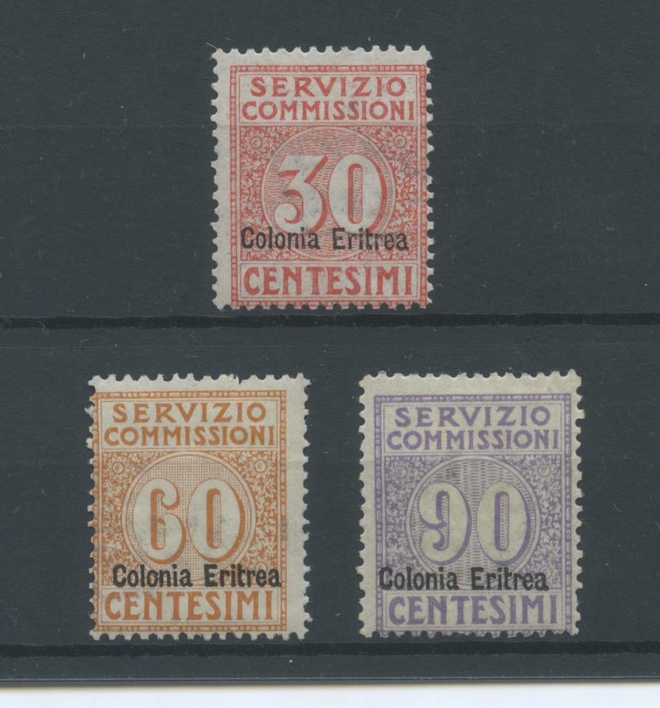 Scansione lotto: COLONIE ERITREA 1916 COMMISSIONI 3V. 3 *