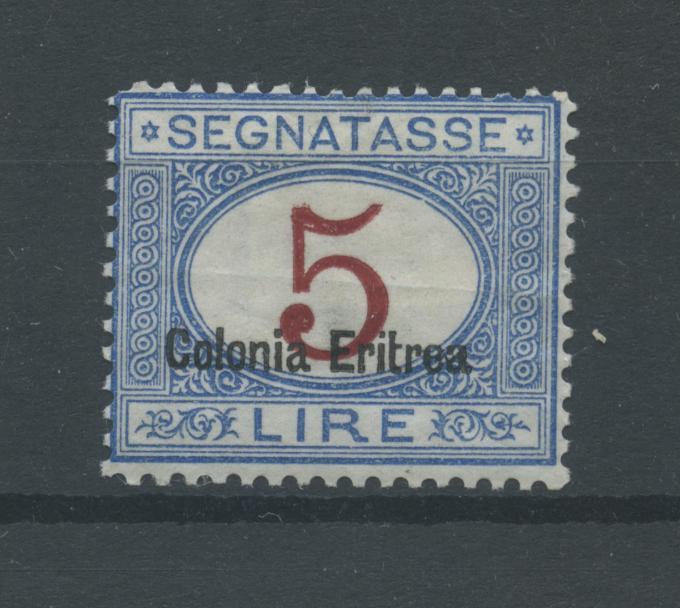 Scansione lotto: COLONIE ERITREA 1920/6 TASSE L.5 * CENTRATO