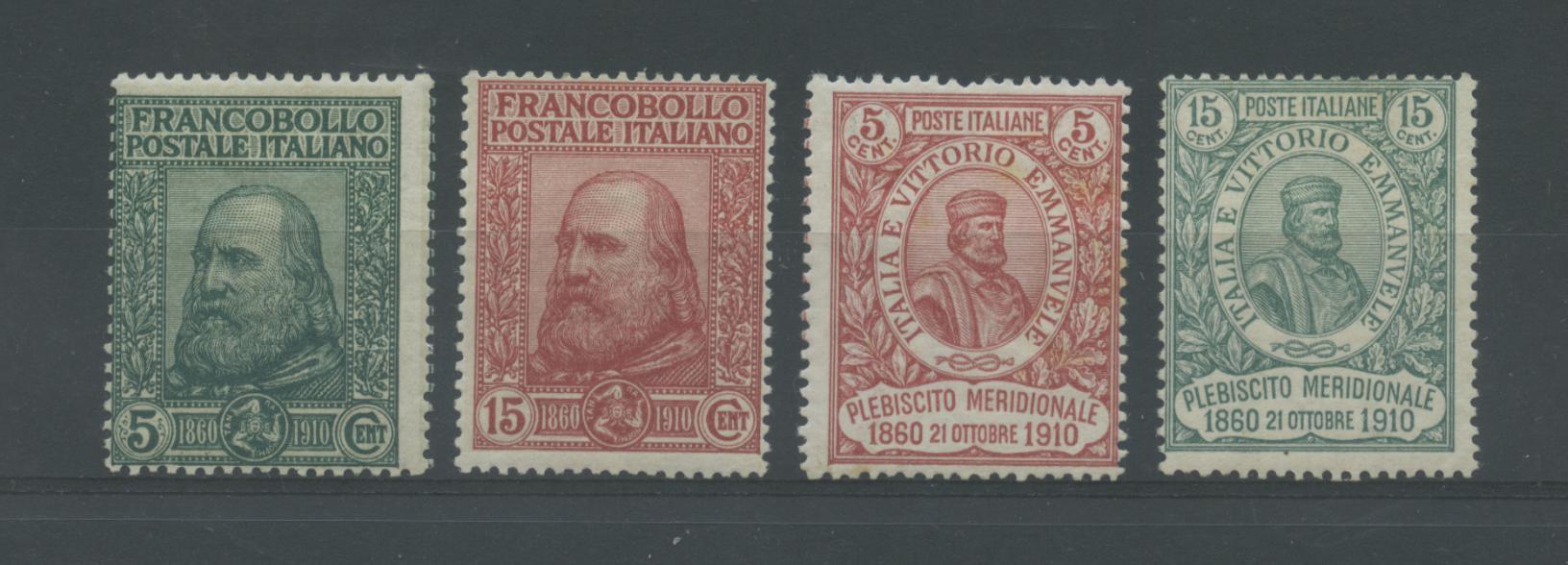 Scansione lotto: REGNO 1910 GARIBALDI 4V. 10 **  CERT.