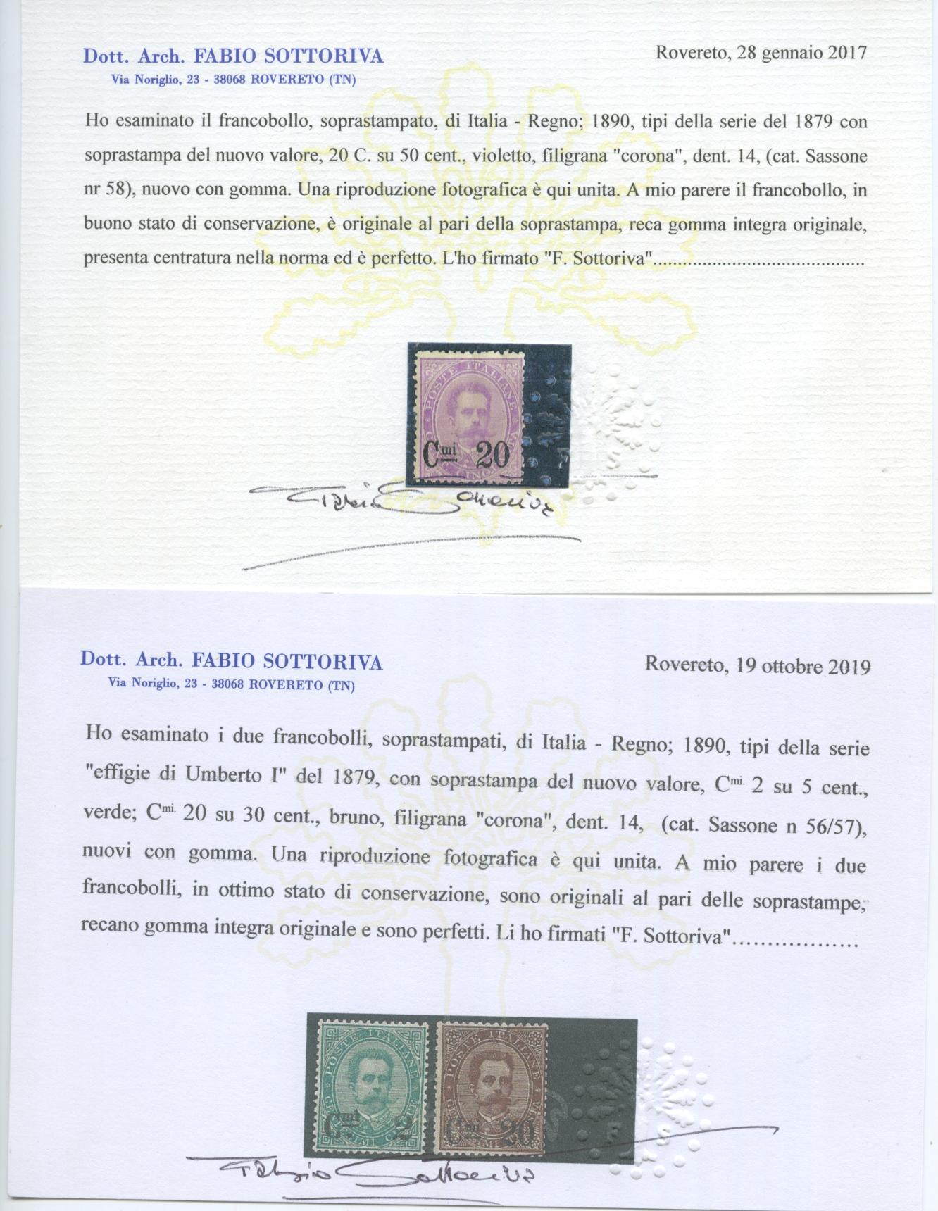 Scansione lotto: REGNO 1890/1 SOVR. 3V. 4 **  CERT.