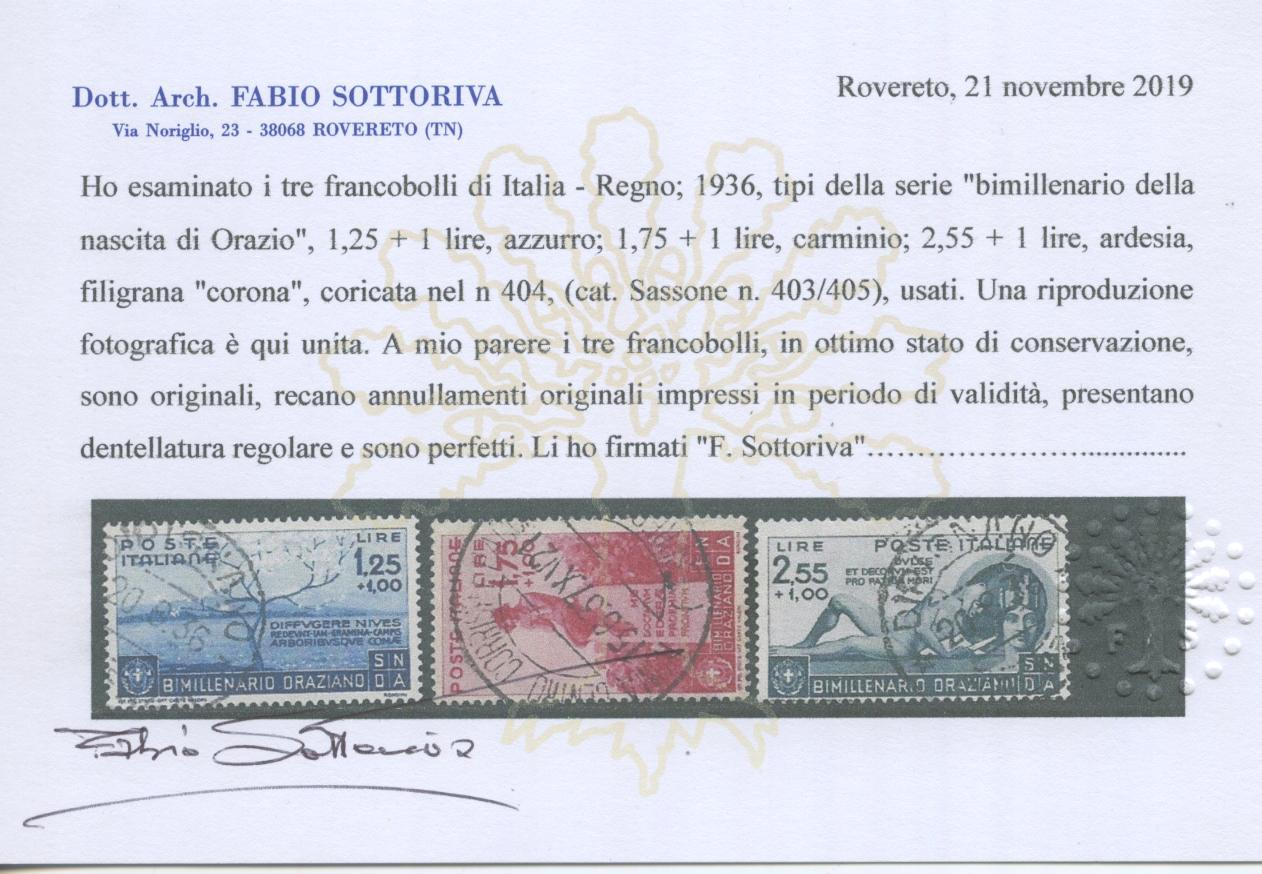 Scansione lotto: REGNO 1936 ORAZIO P.O. 8V.(originale) 2 US.  CERT.