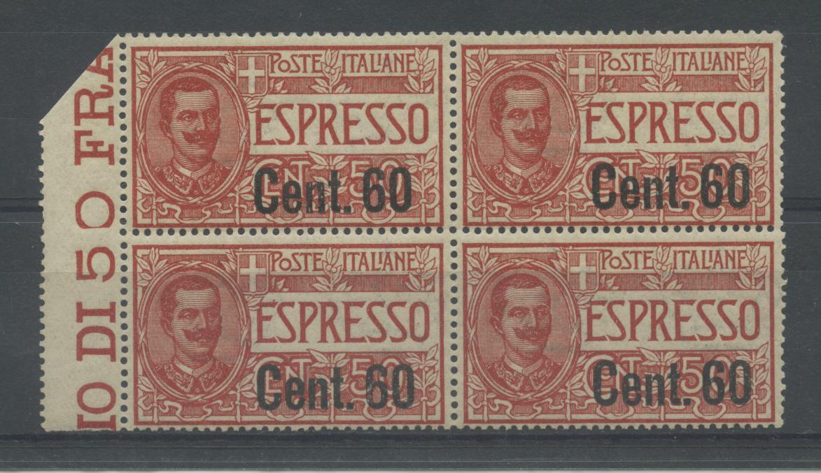 Scansione lotto: REGNO 1922 ESPRESSO N.6 QUARTINA ** CENTRATO