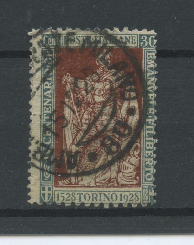 Scansione lotto: REGNO 1928 FILIBERTO 30C. 11X13,3/4 US.  CERT.