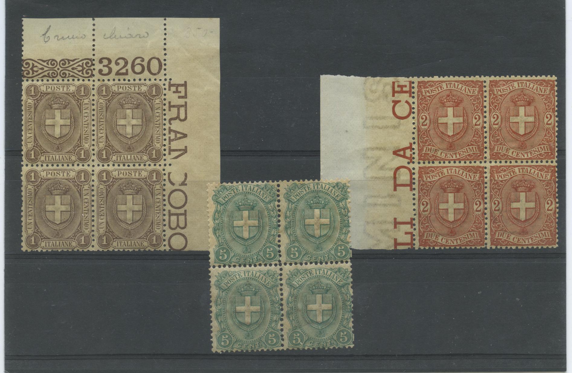 Scansione lotto: REGNO 1896/7 STEMMI 3V. QUARTINA 2 ** LUSSO