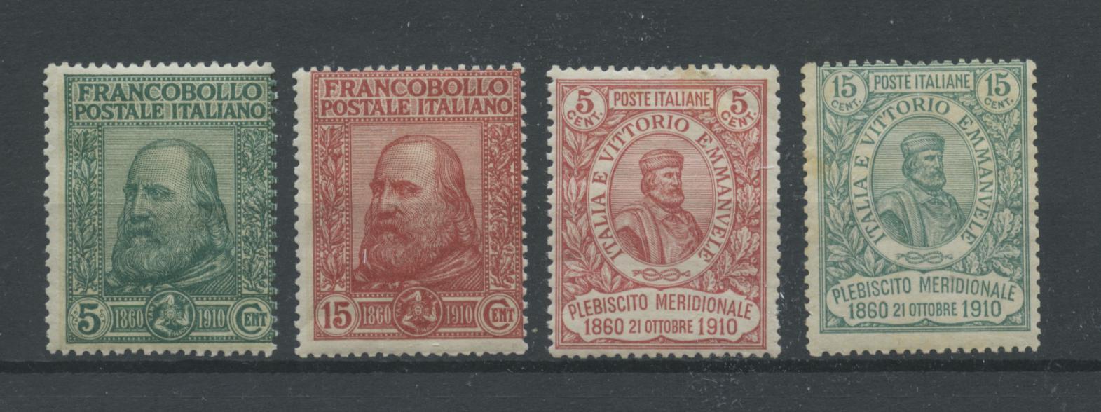 Scansione lotto: REGNO 1910 GARIBALDI 4V. **  CERT.