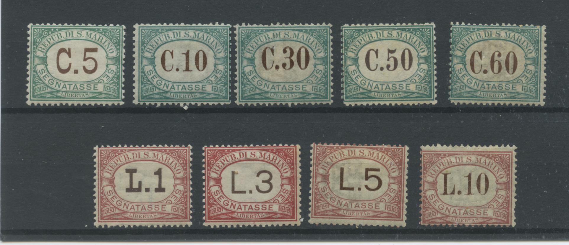 Scansione lotto: SAN MARINO 1897 TASSE 9V. 2 * CENTRATO