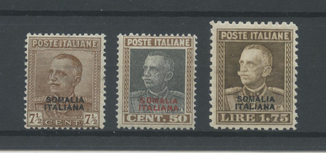 Scansione lotto: COLONIE SOMALIA 1928 SOVR. 3V. ** CENTRATO