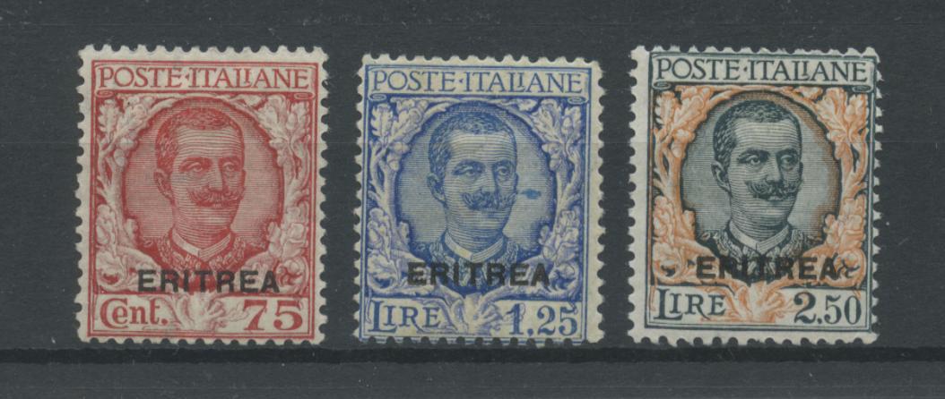 Scansione lotto: COLONIE ERITREA 1926 SOVR. 3V. 2 *