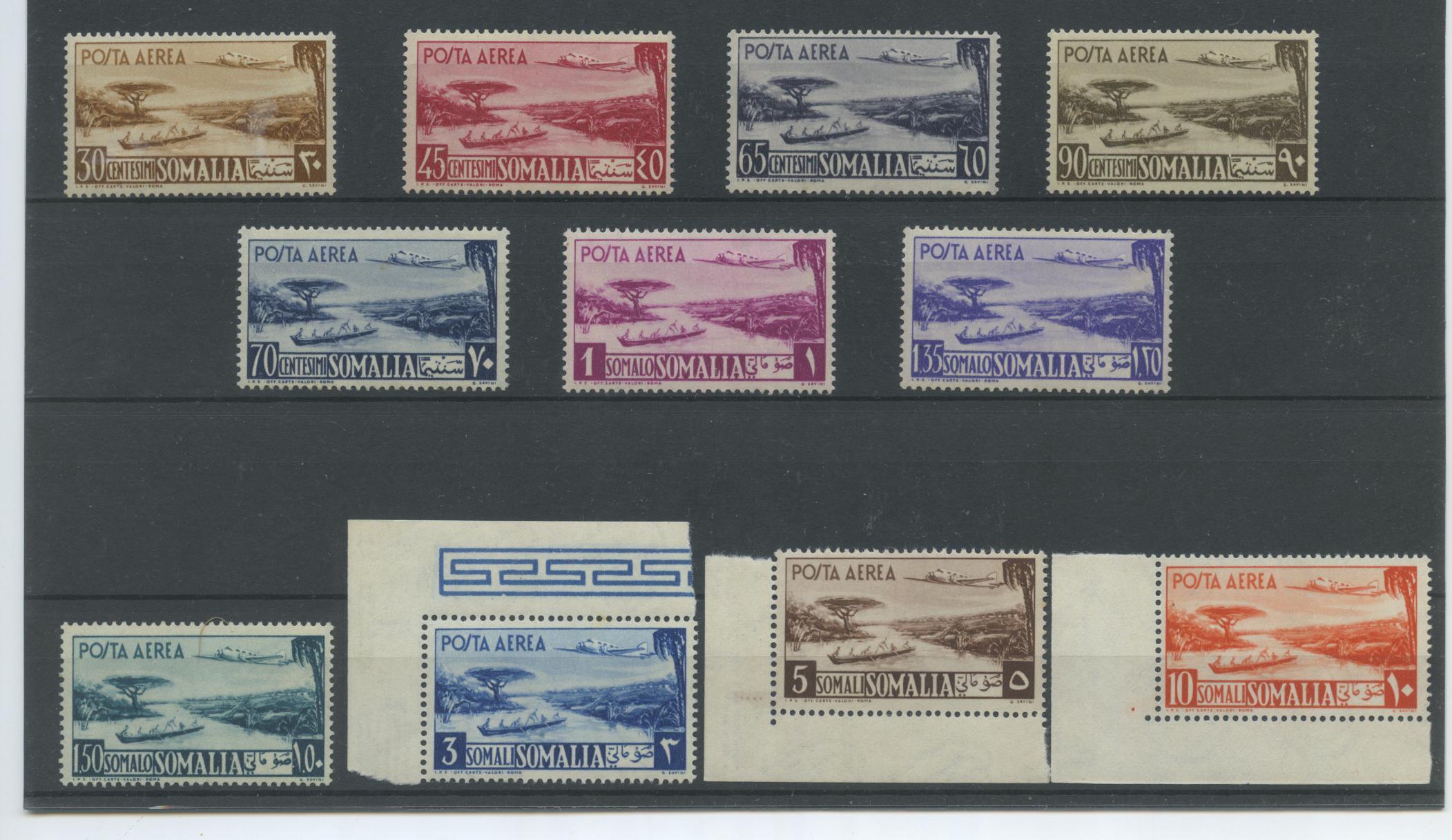 Scansione lotto: COLONIE SOMALIA 1950/1 POSTA AEREA 11V. ** LUSSO