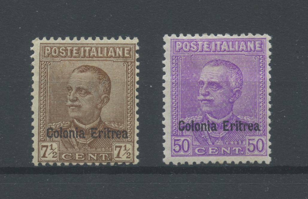 Scansione lotto: COLONIE ERITREA 1928 SOVR. 2V. * CENTRATO