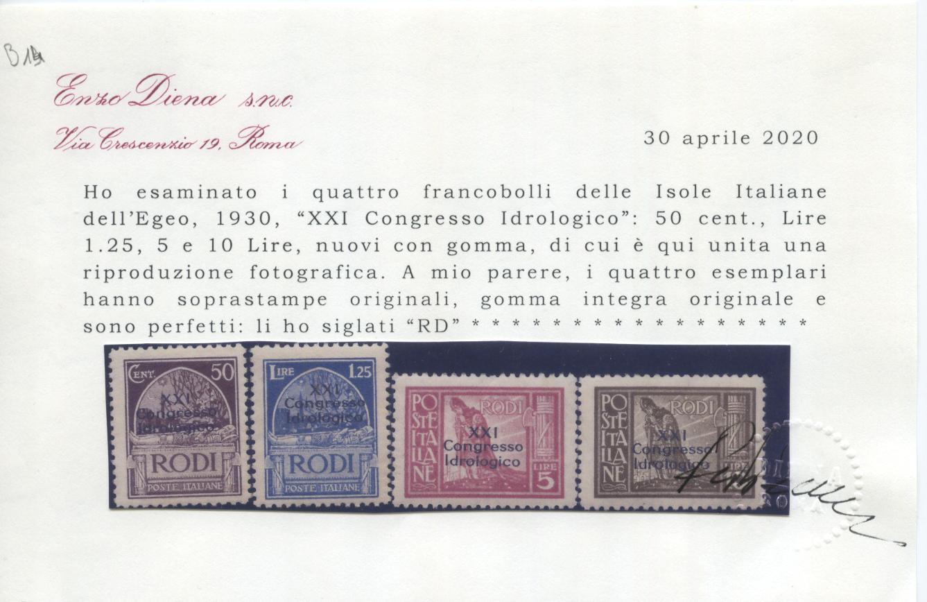 Scansione lotto: COLONIE EGEO 1930 IDROLOGICO 9V. ** LUSSO CERT.