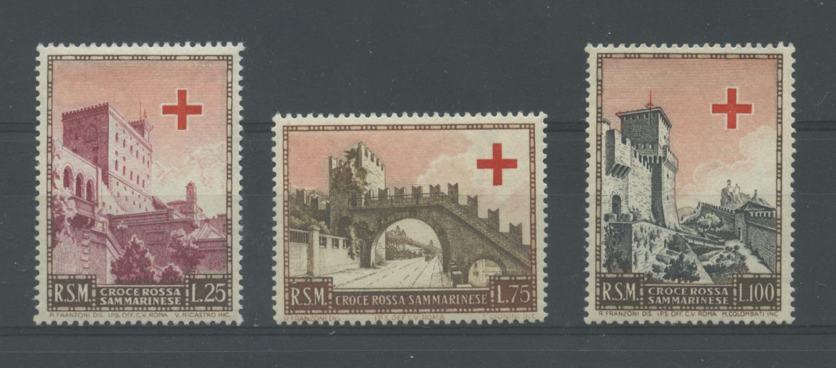 Scansione lotto: SAN MARINO 1951 CROCE ROSSA 3V. ** LUSSO