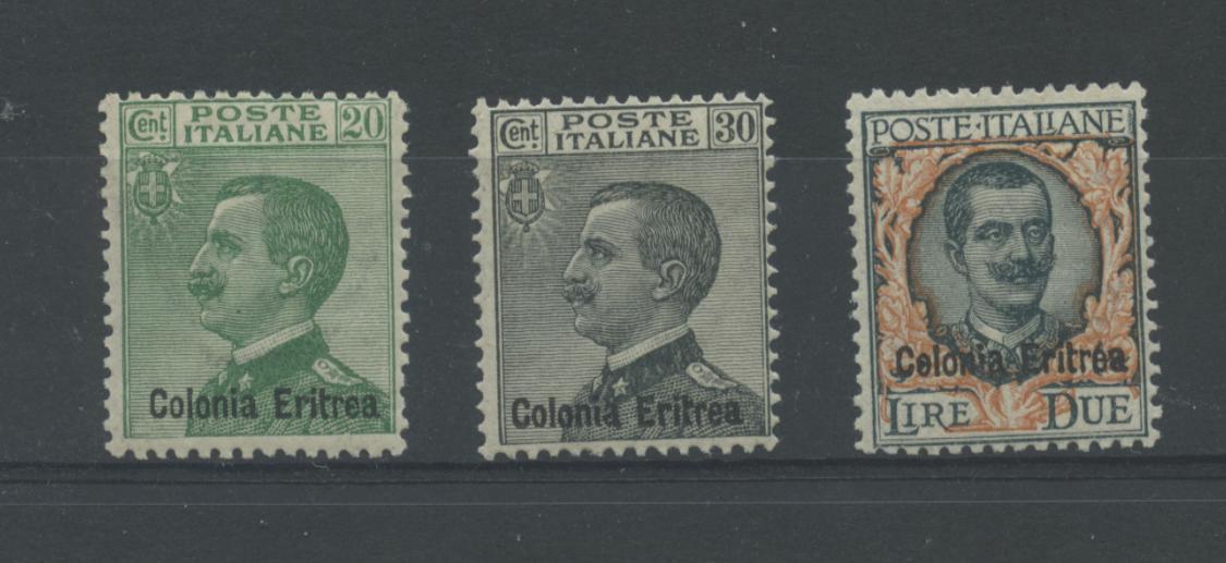 Scansione lotto: COLONIE ERITREA 1925 SOVR. 3V. ** CENTRATO