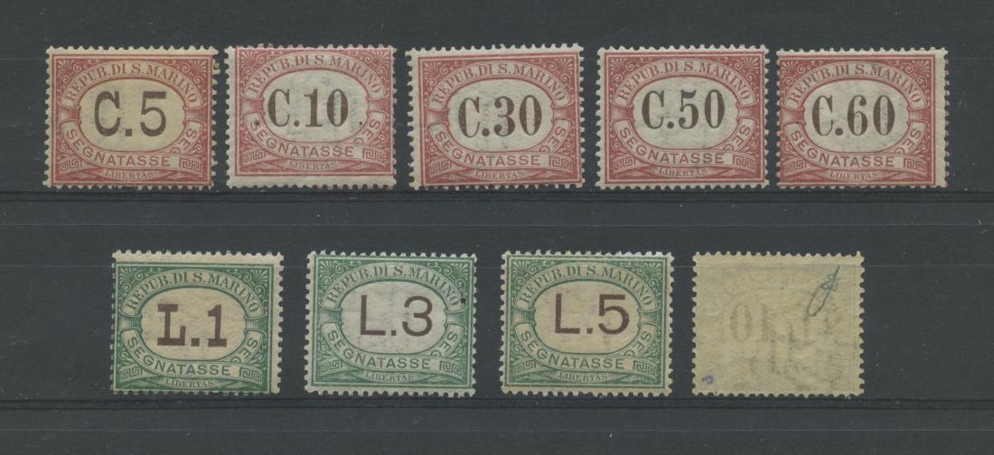 Scansione lotto: SAN MARINO 1924 TASSE RARA 9V. 4 **  CERT.