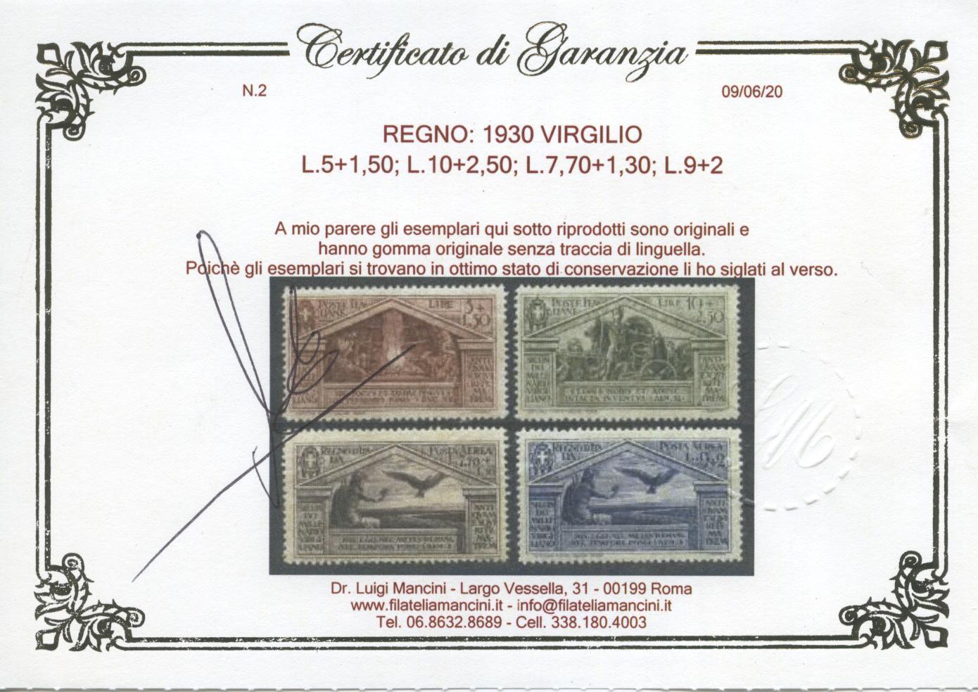 Scansione lotto: REGNO 1930 VIRGILIO 13V. ** LUSSO CERT.