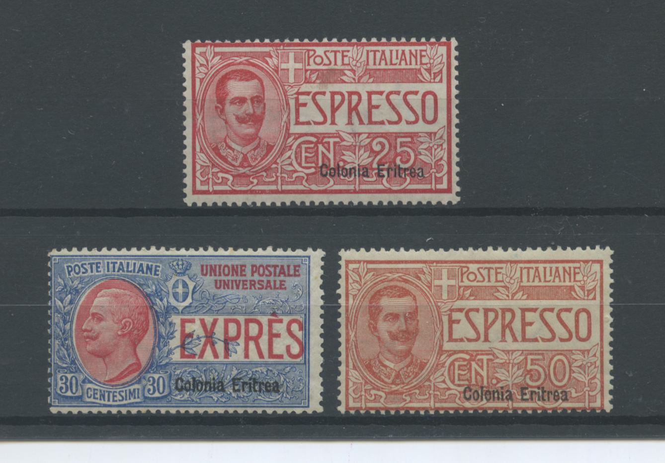 Scansione lotto: COLONIE ERITREA 1907/21 ESPRESSI 3V. 4 **