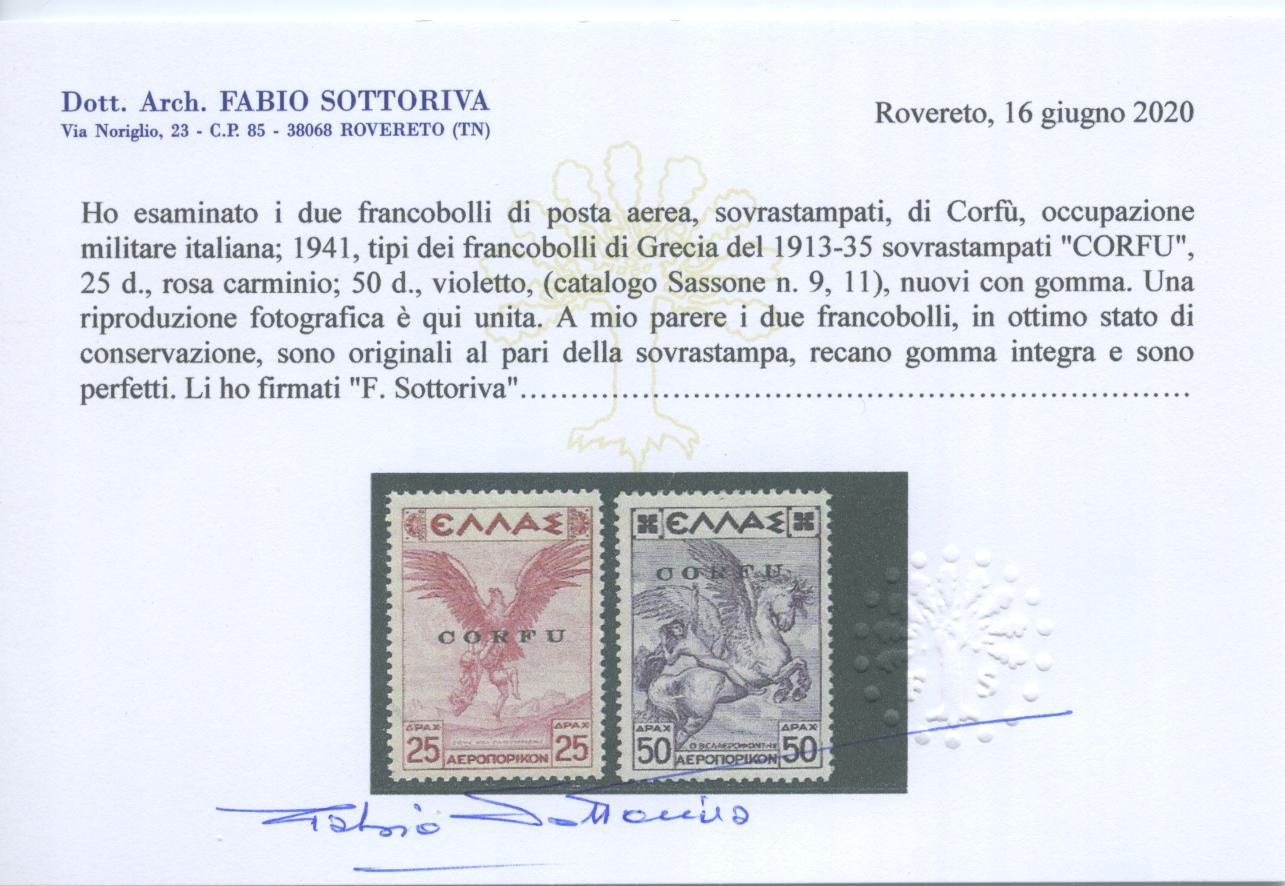 Scansione lotto: OCCUPAZIONI CORFU 1941 P.A. N.9 e N.11 **  CERT.