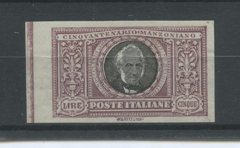 Scansione lotto: REGNO 1923 MANZONI L.5 N.D. ** LUSSO CERT.