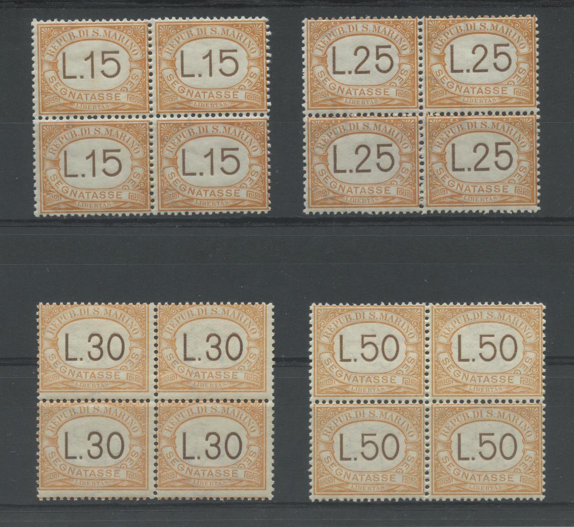 Scansione lotto: SAN MARINO 1927 TASSE 4V. QUARTINA ** CENTRATO