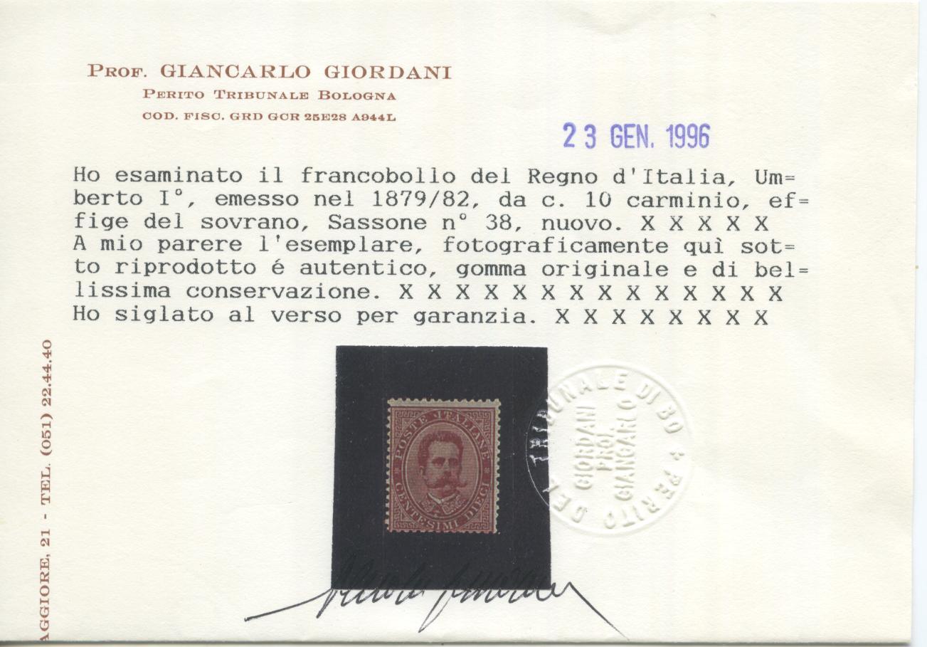 Scansione lotto: REGNO 1879 10C. * CERT.